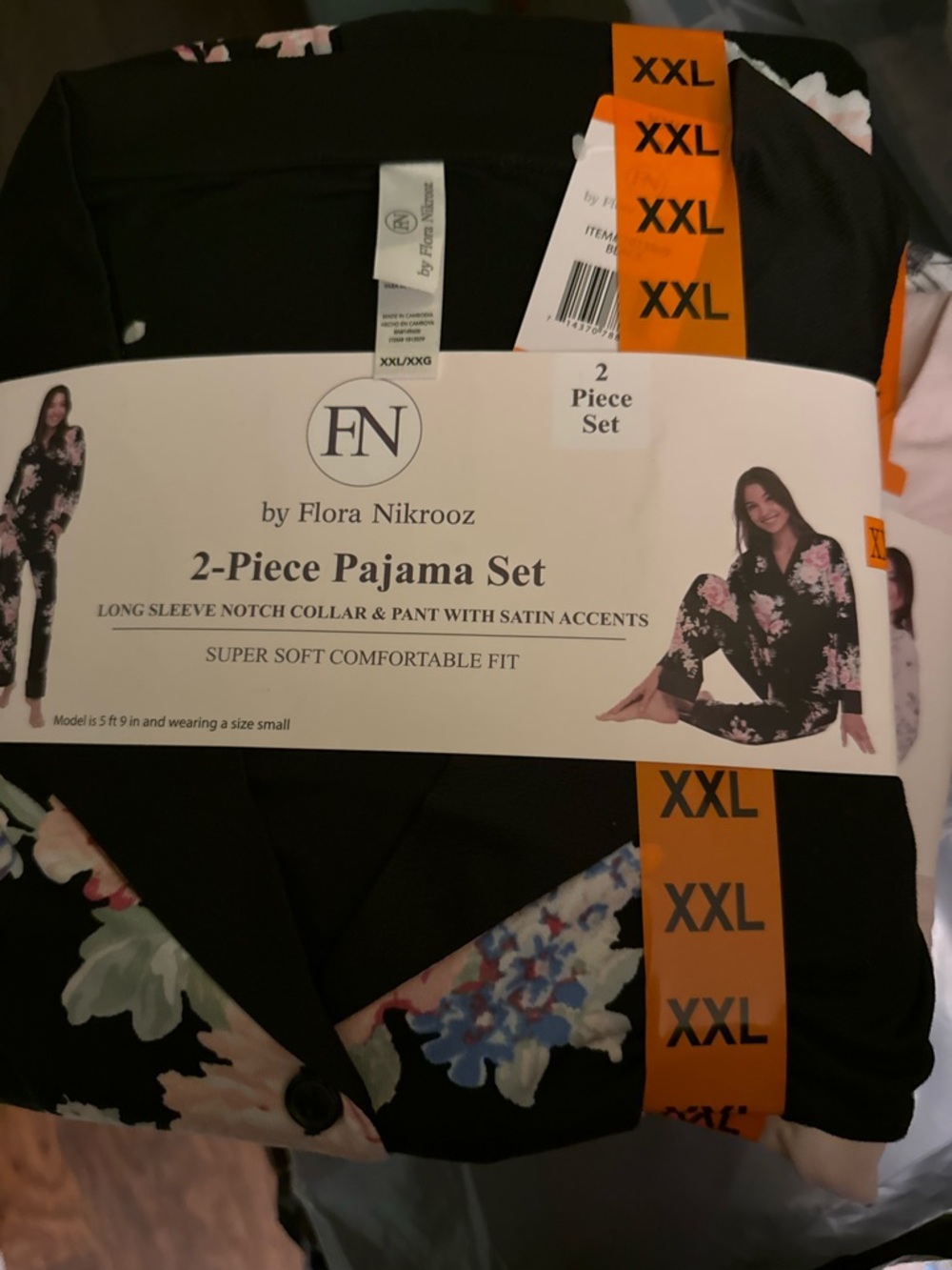 Flora Nikrooz Black Floral 2-Piece Pajama Set